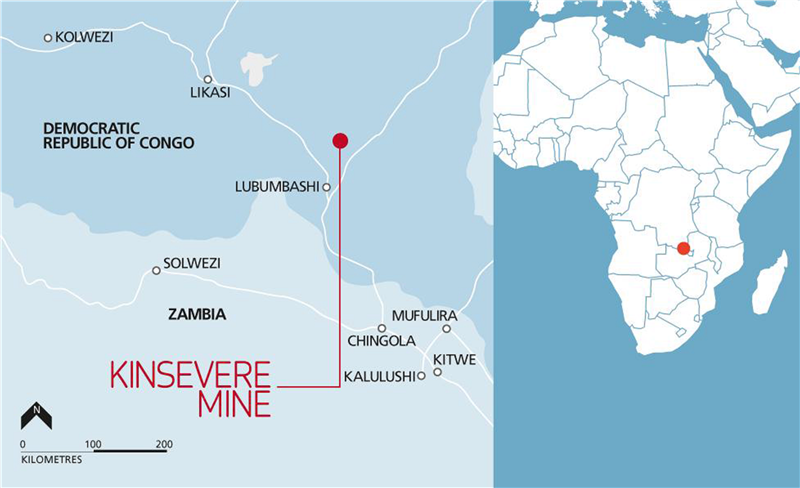 Exhibit 1: Location of Kinsevere mine, Democratic Republic of the Congo